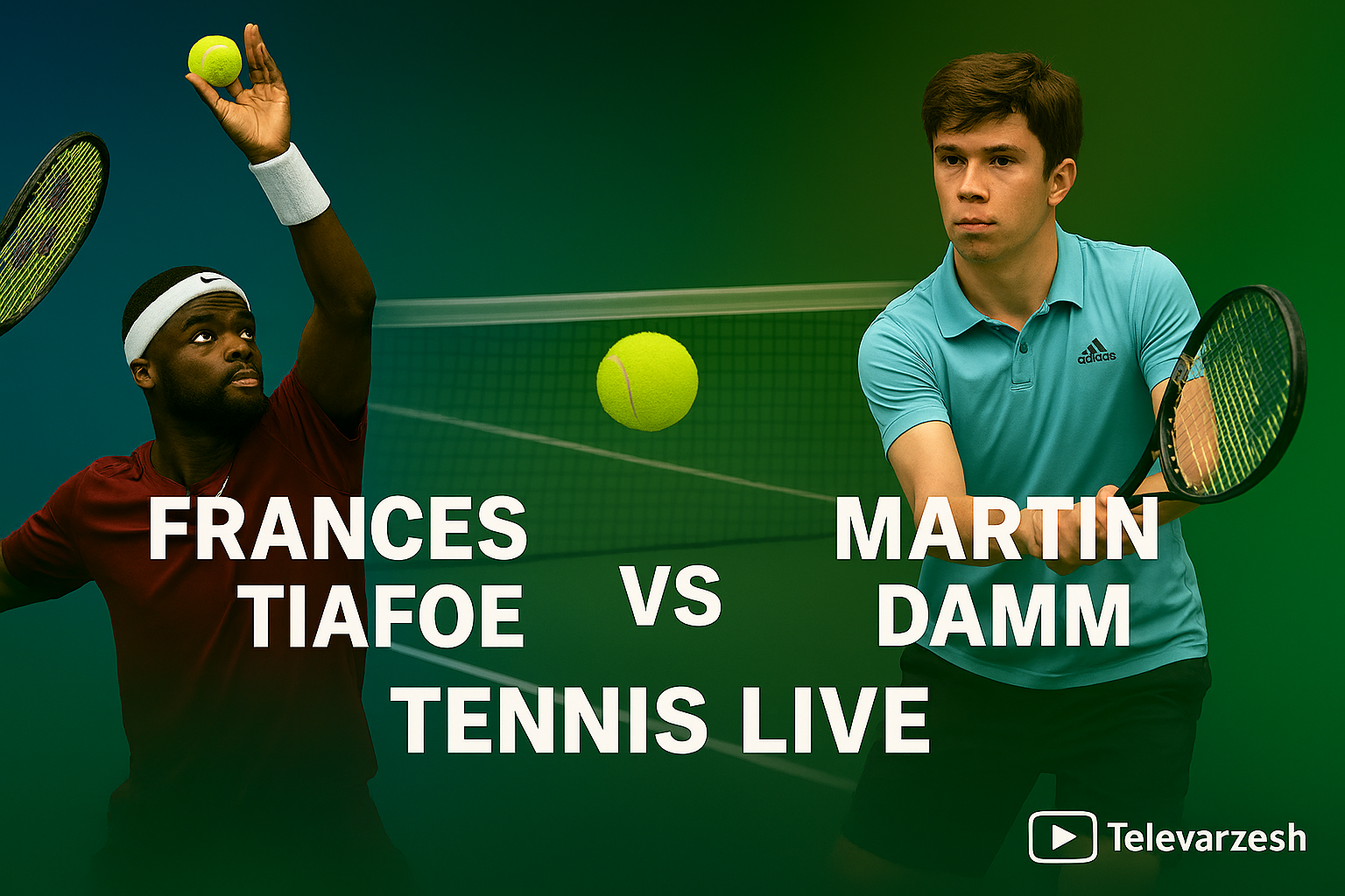 Tiafoe vs Damm tennis live | Televarzesh Stream