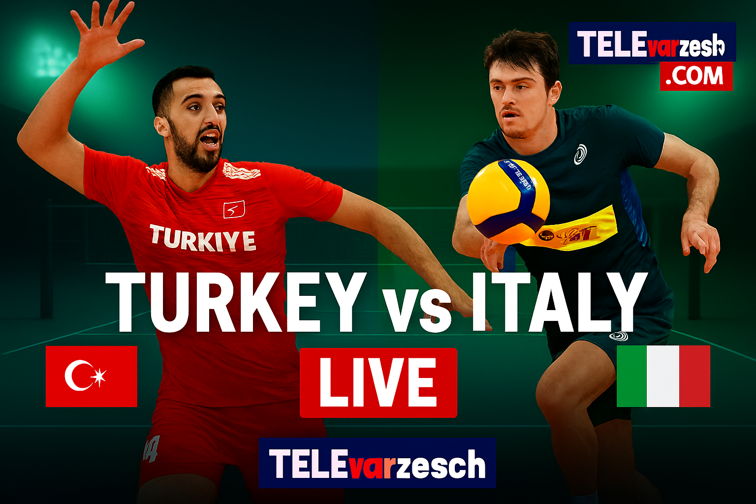 Turkey vs Italy Volleyball Live | Televarzesh